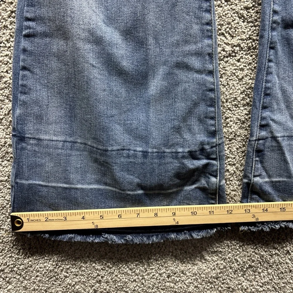 Judy Blue Flare Women's 9/29x31 Jeans Raw Frayed High Rise Light Wash Distressed